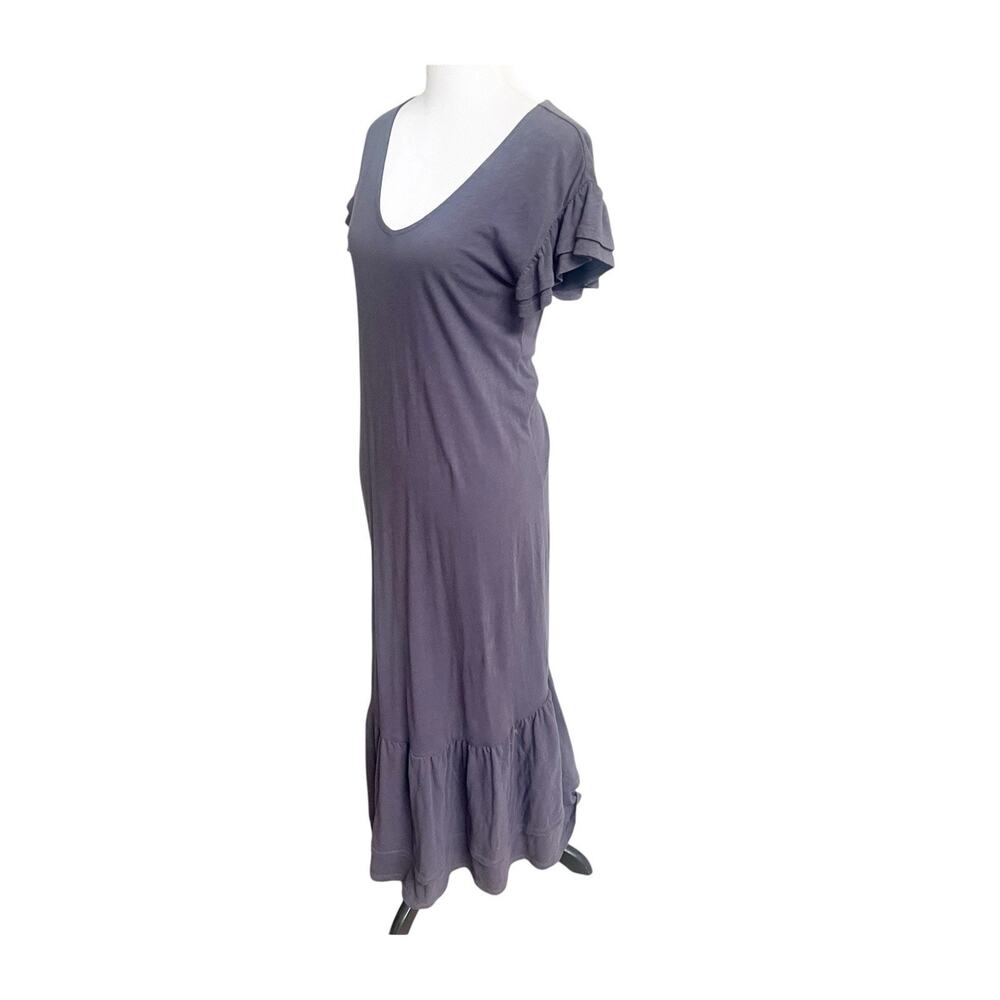 Z Supply Gray V-Neck Ruffle Sleeve Zella Cotton Slub Midi Dress Size XS - Picture 3 of 15